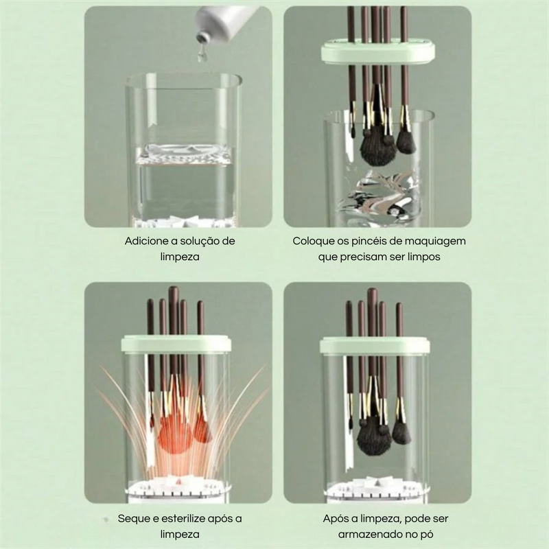 Limpador de Pincel de Maquiagem 3 em 1 - Limpeza Rápida e Eficiente