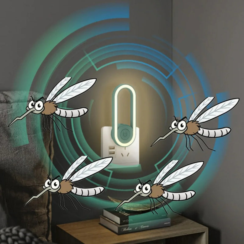 Matador de mosquitos ultrassônico com conversão de frequência e luz  de LED para dormir